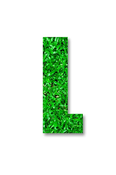 L'alfabeto verde erba di l isolato su sfondo bianco — Foto Stock