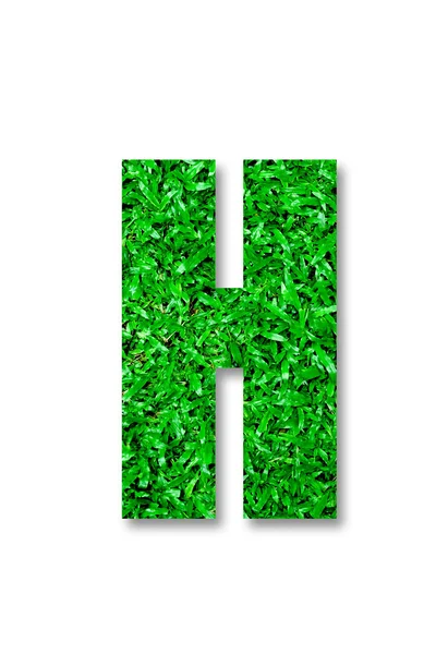 Det gröna gräs alfabetet av h isolerad på vit bakgrund — Stockfoto