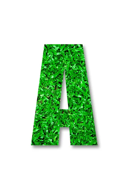 Het groene gras alfabet van een geïsoleerde op witte achtergrond — Stockfoto