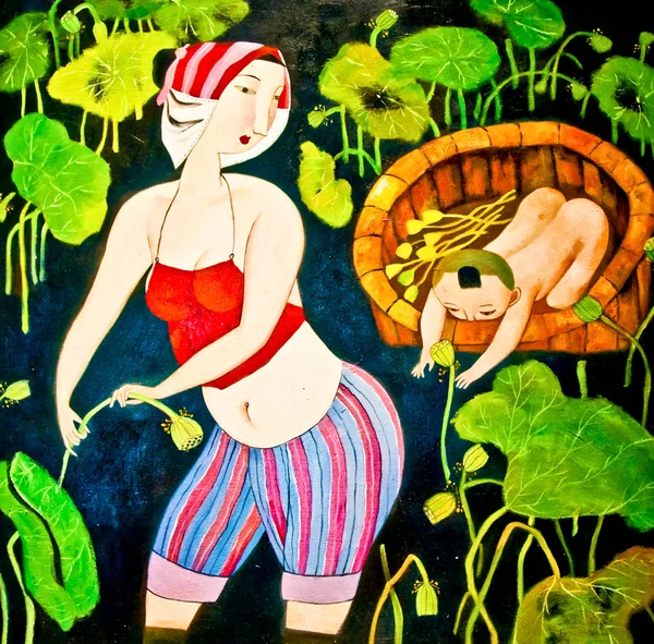 Het schilderij van inheemse Thaise stijl — Stockfoto