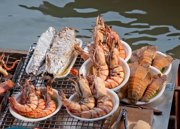 The All seafood on charcoal grilled at Thailand — Stock Photo, Image