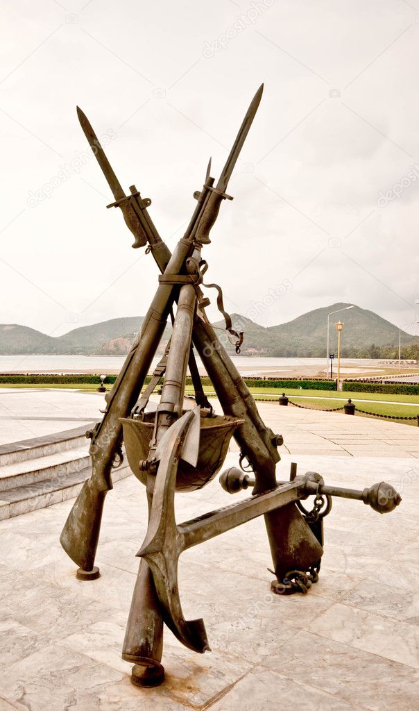 The Gun of Monument brave soldier at rayong province,Thailand