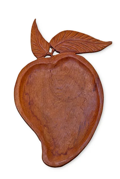 Різьблений дерев'яний лоток манго ізольований на білому тлі — стокове фото