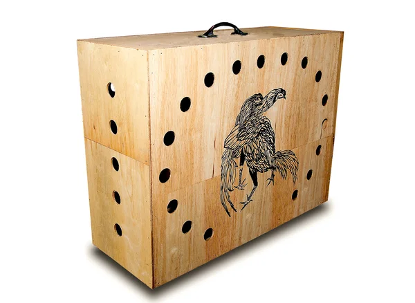 La maleta de madera de la lucha contra la polla aislada sobre fondo blanco —  Fotos de Stock