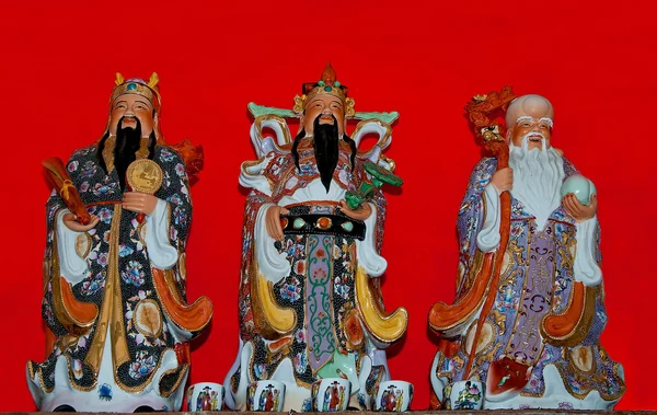 Tre kinesiska gudar status — Stockfoto