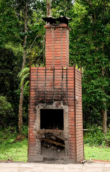 The Brick fireplace of burner garbage — Stock Photo, Image
