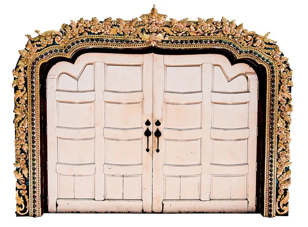 Starożytne drzwi w świątyni na białym tle — Zdjęcie stockowe