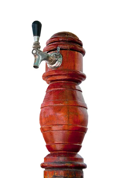 白い背景上に分離されて古い木製の樽のビール — ストック写真