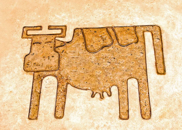 Железная линия коровы на цементном полу — стоковое фото