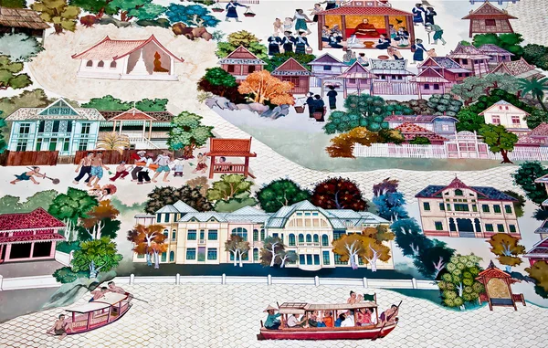 BANGKOK, TAILANDIA - 19 DE MAYO: Pintura antigua en la pared del monasterio —  Fotos de Stock