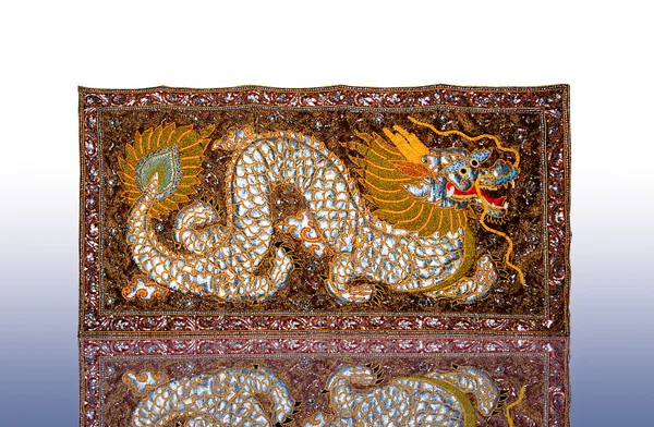 The Handmade woven fabrics of dragon in thai