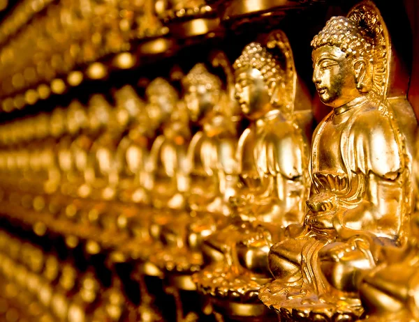 Raden av buddha status i templet — 图库照片
