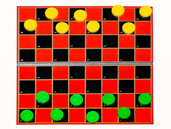 O Checkerboard isolado em fundo branco — Fotografia de Stock