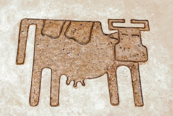 Железная линия коровы на цементном полу — стоковое фото