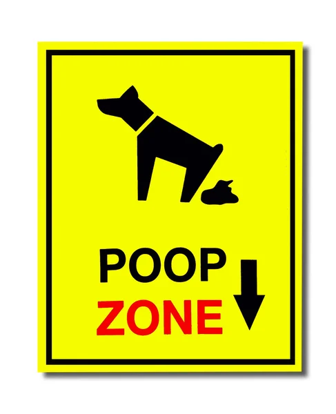 白い背景で隔離の犬の糞ゾーンのサイン — ストック写真