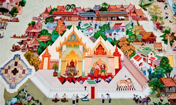 BANGKOK, TAILÂNDIA - MAIO 6: Pintura antiga na parede do mosteiro — Fotografia de Stock
