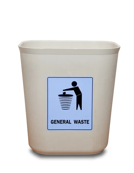 A lixeira de resíduos gerais isolados sobre fundo branco — Fotografia de Stock