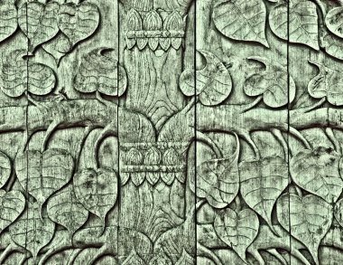 The Carving wood of pattern leaf poh tree clipart