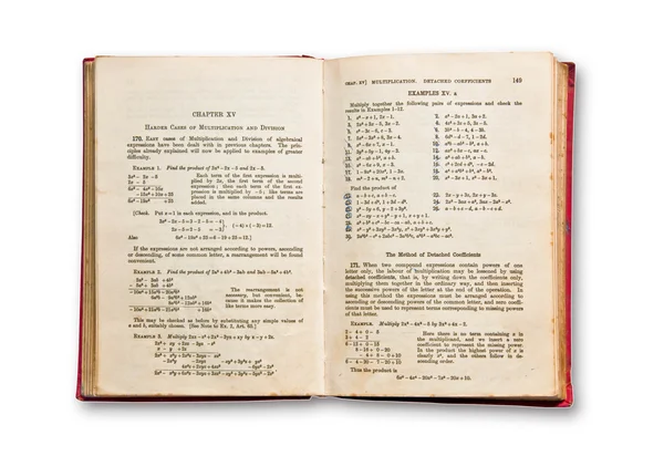 Винтажная алгебра книга изолированы на белом фоне — стоковое фото