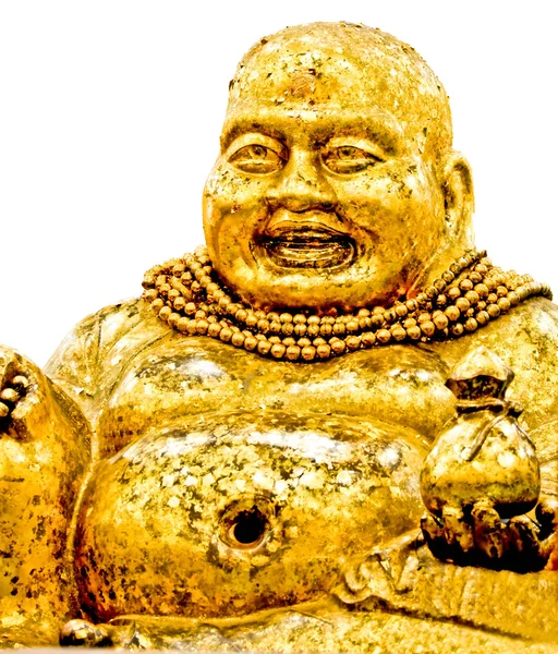 O status de Buda rindo isolado no fundo branco — Fotografia de Stock