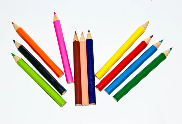 颜色的铅笔在白色背景上孤立 — 图库照片
