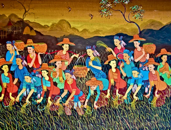 The Painting art of native thai style — Stock Photo, Image