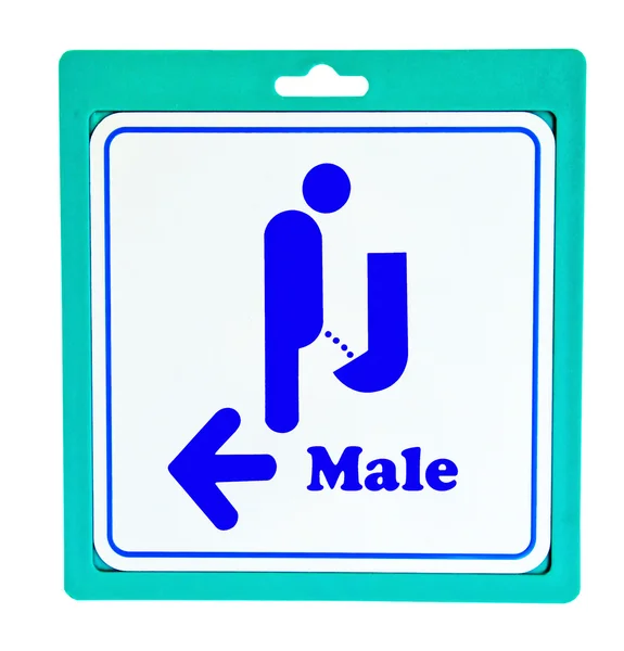 La placa de aluminio del puesto de guía al inodoro para los hombres — Foto de Stock