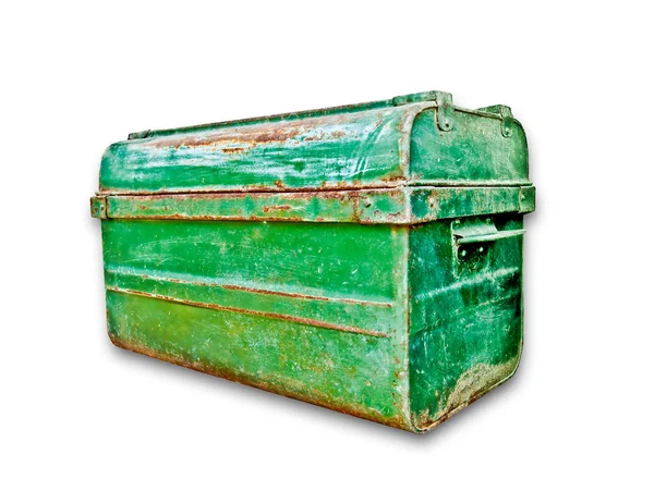 Винтажный зеленый ящик изолирован на белом фоне — стоковое фото