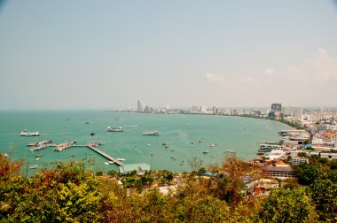 The Bird eye view Balihai pier of pattaya city, Thailand clipart