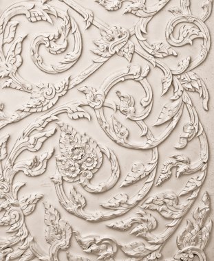 The White stucco design of native thai style on the Wall clipart