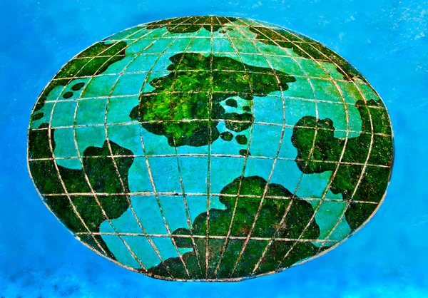The Ceramic of whole world on blue background — Stock Photo, Image