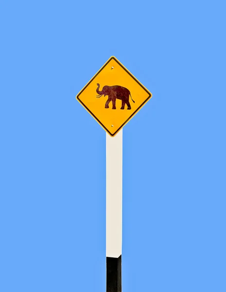 Il segno, "Attenzione attraversando elefanti " — Foto Stock