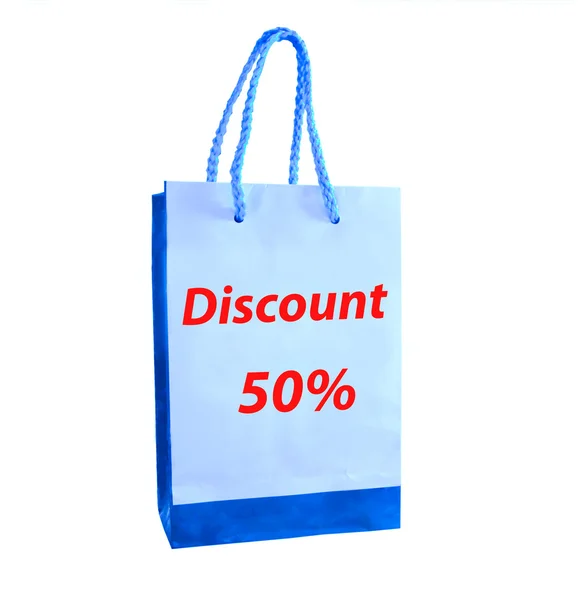 The Shopping bag for discount 50% isolated on white background — Stock Photo, Image