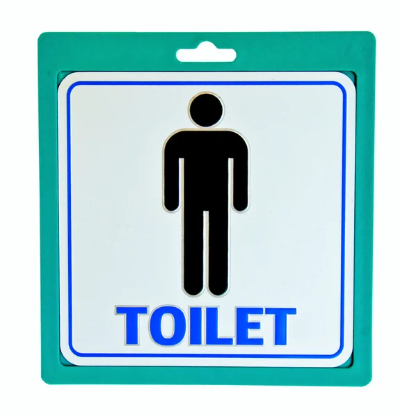La plaque en aluminium du poteau de guidage aux toilettes pour les hommes isolés sur fond blanc — Photo