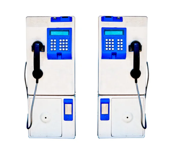 Os dois de telefone público isolado no fundo branco — Fotografia de Stock