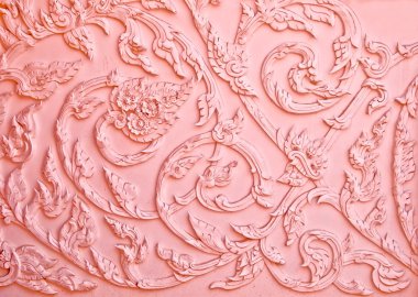 The Pink stucco design of native thai style on the Wall clipart