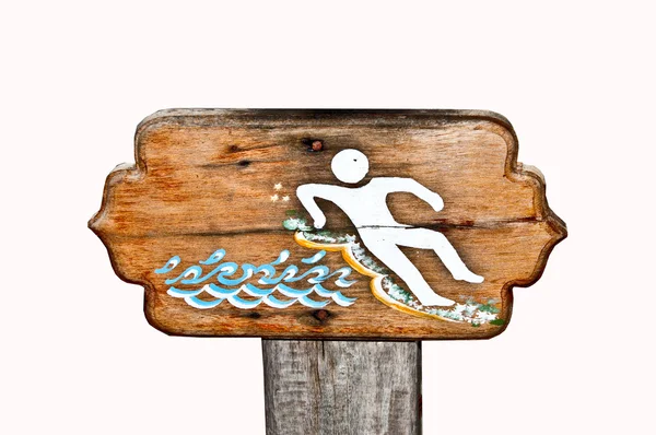 The Wooden board of warning sign slippery fall isolated on white — Stock Photo, Image