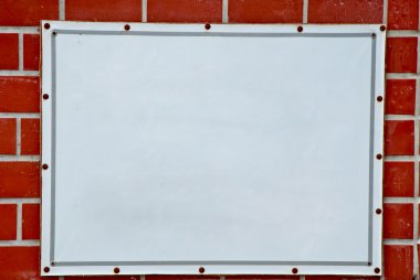 The White billboard ready for text on brick wall background clipart