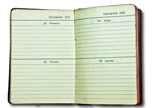 Ročník notebook od roku 1953 izolovaných na bílém pozadí — Stock fotografie