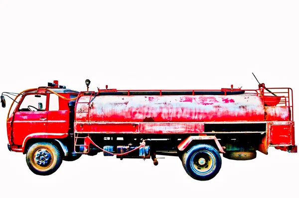 De vintage brandweerwagen geïsoleerd op witte achtergrond — Stockfoto