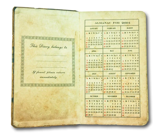 O diário Vintage isolado no fundo branco — Fotografia de Stock