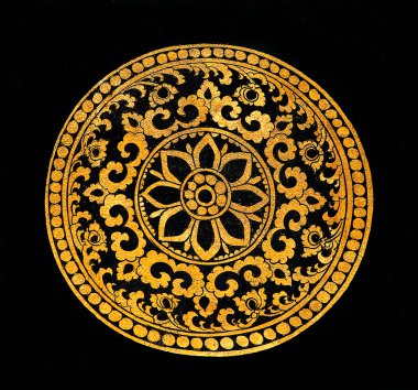 The Painting golden pattern on wood in the temple clipart