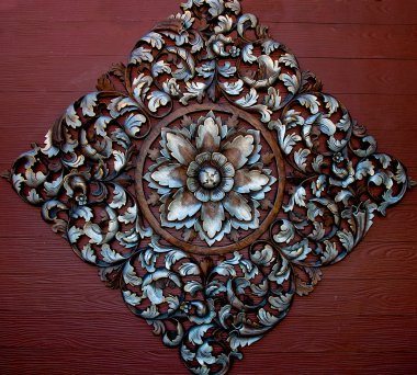 The Old carving wood ornament of flower pattern thai style clipart