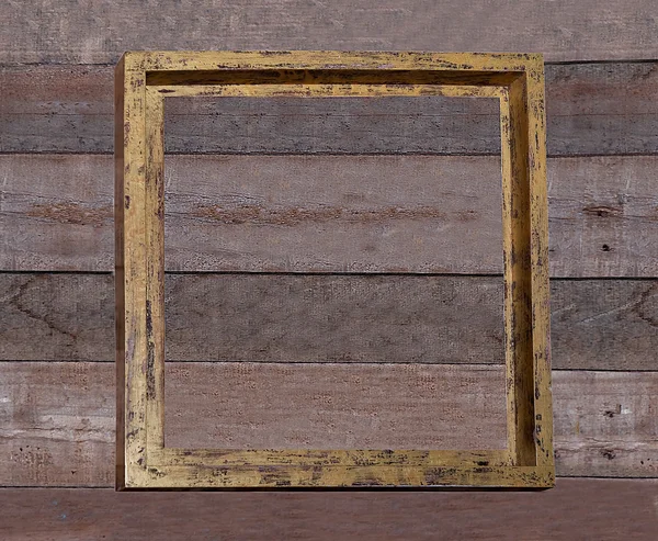 Le vieux cadre en bois sur le mur en bois — Photo