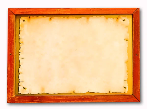 A moldura em branco de madeira velha no fundo de madeira — Fotografia de Stock