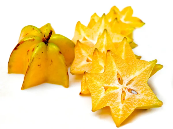 Closeup starfruit isolado no fundo branco — Fotografia de Stock