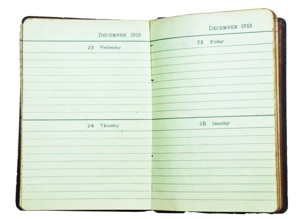 O Vintage de notebook desde 1953 isolado em fundo branco — Fotografia de Stock