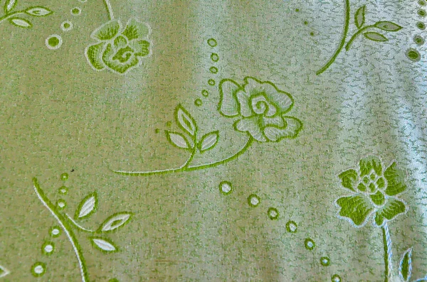 Das Vorhangmuster aus grüner Rose auf Baumwolle — Stockfoto