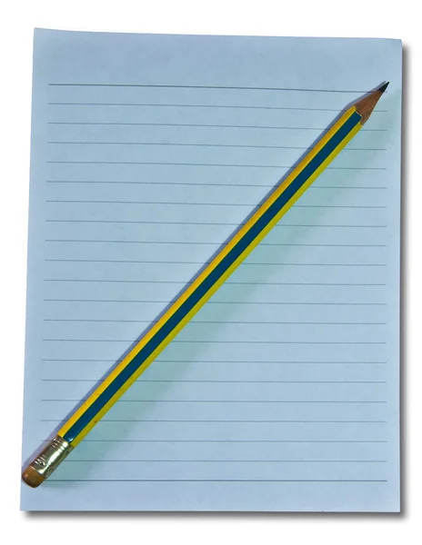 Papier mit Bleistift isoliert auf mit Hintergrund — Stockfoto