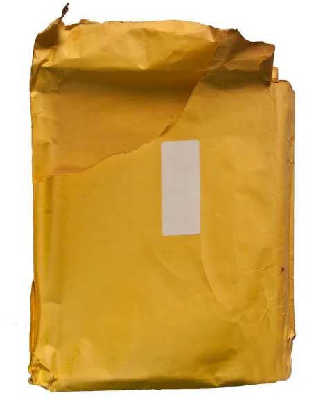 Старий конверт ізольований на білому тлі — стокове фото